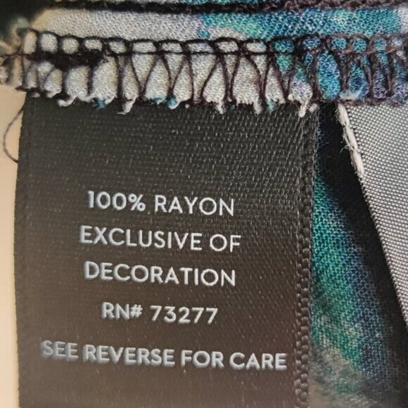 Simply Vera, Vera Wang Rayon Sheer Shirt. Abstract Ocean Blue Print. Button Up M - Picture 7 of 8